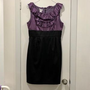 Black Midi dress with purple ruffled top